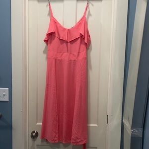 Torrid Cold shoulder/off shoulder midi dress with sash & pockets.